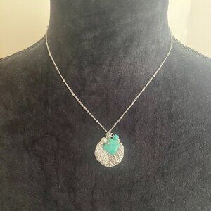 Lia Sophia Shell Pendant Necklace with teal and pearl accents